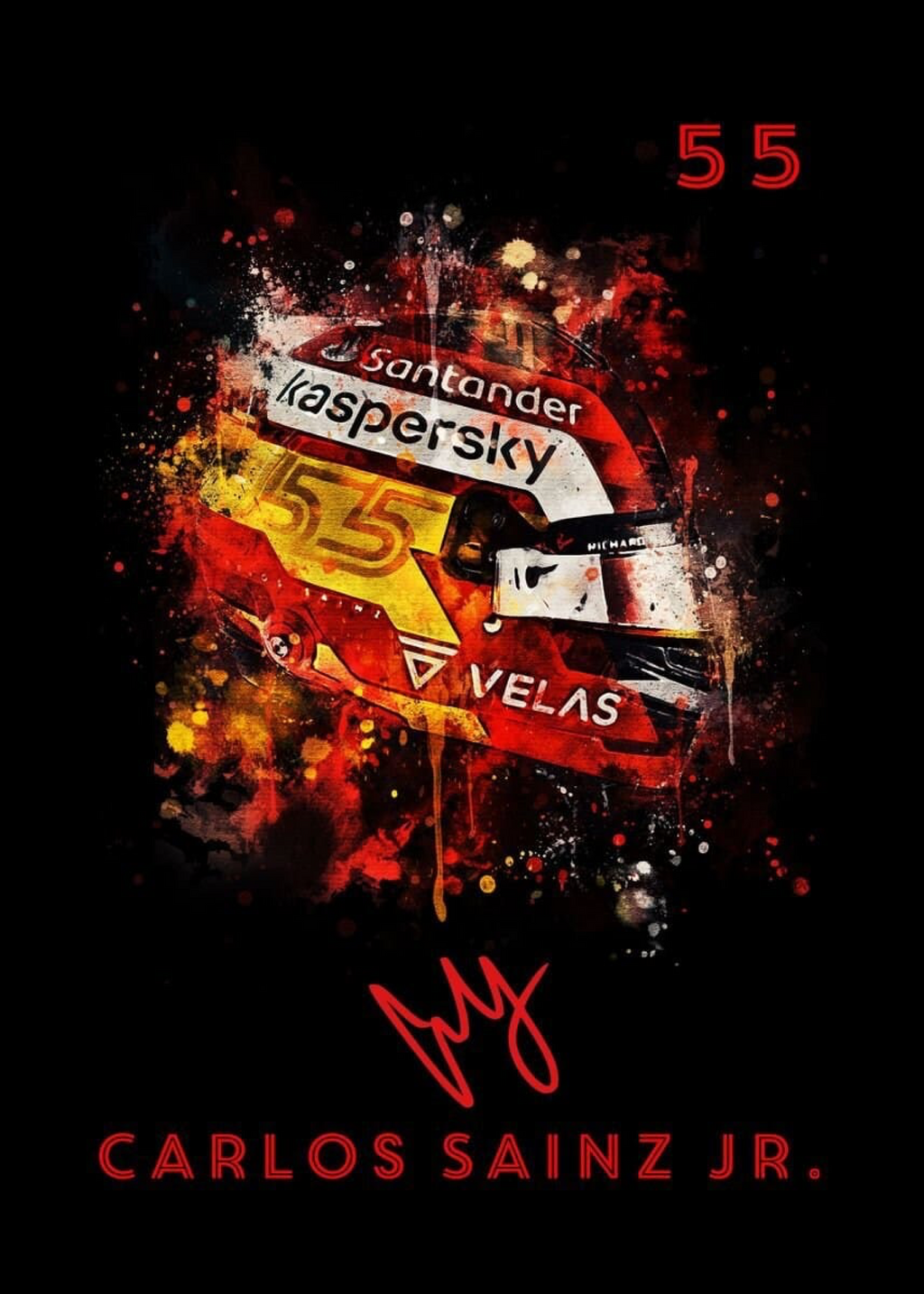 Poster Formula 1 Helmet Watercolor Racer Name Signature Race Number · Decor Print Unframed